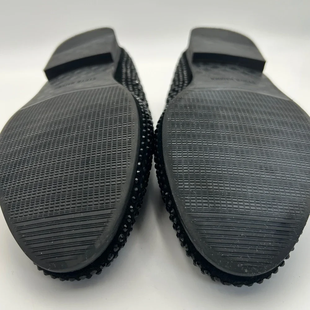 Steve Madden Black Rhinestone Loafers Mens 12 Caviarr Dress Shoes Formal Comfort